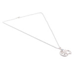 Cultured pearl pendant necklace, 'Shine of Om' - High-Polished Om Grey Cultured Pearl Pendant Necklace