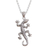 Sterling silver pendant necklace, 'Speckled Lizard' - Polished Lizard-Shaped Sterling Silver Pendant Necklace