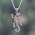 Halskette mit Anhänger aus Sterlingsilber, „Speckled Lizard“ – Halskette mit Anhänger aus poliertem Sterlingsilber in Eidechsenform