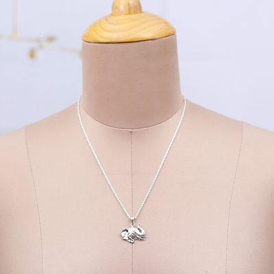 Sterling silver pendant necklace, 'Elephant Divinity' - Classic Elephant-Shaped Sterling Silver Pendant Necklace