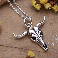 Sterling silver pendant necklace, 'Bull Spirit' - Polished Sterling Silver Necklace with Bull-Shaped Pendant