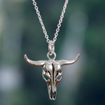 Sterling silver pendant necklace, 'Bull Spirit' - Polished Sterling Silver Necklace with Bull-Shaped Pendant