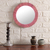 Espejo de pared de madera - Espejo de pared redondo de madera marrón y rosa con diseño de rombos