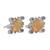 Opal button earrings, 'Resplendent Fire' - Silver Button Earrings with Opal and Cubic Zirconia Stones