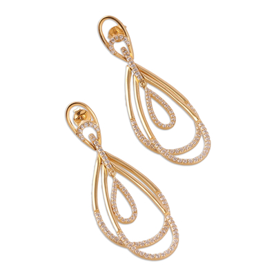 Gold-plated dangle earrings, 'Sparkling Deity' - High-Polished 22k Gold-Plated Drop-Shaped Dangle Earrings