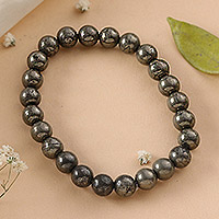 Stretch-Armband mit Pyrit-Perlen, „Souls of Confidence“ – inspirierendes Stretch-Armband mit natürlichen Pyrit-Perlen