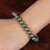 Pyrite beaded stretch bracelet, 'Souls of Confidence' - Inspirational Natural Pyrite Beaded Stretch Bracelet