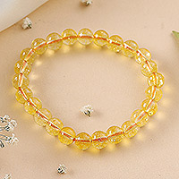 Stretch-Armband mit Citrin-Perlen, „Souls of Joy“ – inspirierendes rundes Stretch-Armband mit Citrin-Perlen