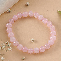 Stretch-Armband mit Rosenquarz-Perlen, „Souls of Compassion“ – Inspirierendes Stretch-Armband mit natürlichen Rosenquarz-Perlen