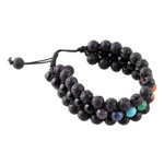 Multi-gemstone beaded bracelet, 'Magical Saga' - Chakra-Themed Adjustable Multi-Gemstone Beaded Bracelet