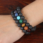 Multi-gemstone beaded bracelet, 'Magical Saga' - Chakra-Themed Adjustable Multi-Gemstone Beaded Bracelet