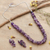 Amethyst jewelry set, 'Spiritual Fragments' - Classic Amethyst Beaded Necklace and Earrings Jewelry Set