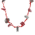 Cotton station necklace, 'Intrepid Red' - Handcrafted Red and Grey Cotton Station Necklace