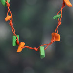 Cotton station necklace, 'Intrepid Summer' - Handcrafted Orange and Green Cotton Station Necklace