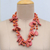 Collar de hilo de pedrería de algodón - Collar bohemio de hilo con cuentas de algodón rosa y naranja