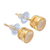 Gold plated rainbow moonstone stud earrings, 'Misty World' - 22k Gold-Plated Faceted Rainbow Moonstone Stud Earrings (image 2c) thumbail