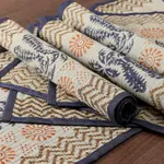 Cotton table runner and placemat set, 'Azure Palace' (7 pieces) - Azure and Ivory Table Runner and Placemats (7 Pieces)