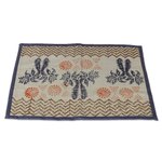 Cotton table runner and placemat set, 'Azure Palace' (7 pieces) - Azure and Ivory Table Runner and Placemats (7 Pieces)