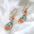 Gold-plated carnelian dangle earrings, 'Teardrop Victory' - Gold-Plated Carnelian and Recon Turquoise Dangle Earrings (image 2b) thumbail