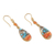 Gold-plated carnelian dangle earrings, 'Teardrop Victory' - Gold-Plated Carnelian and Recon Turquoise Dangle Earrings (image 2c) thumbail