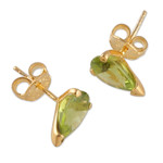 Gold-plated peridot stud earrings, 'Glorious Verdant Gleam' - 22k Gold-Plated Natural Peridot Stud Earrings from India