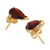 Gold-plated garnet stud earrings, 'Glorious Scarlet Gleam' - 22k Gold-Plated Natural Garnet Stud Earrings from India