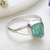 Apatite single stone ring, 'Hypnotic Magic' - Sterling Silver Single Stone Ring with Freeform Apatite Gem