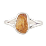 Citrine single stone ring, 'Alluring Magic' - Sterling Silver Single Stone Ring with Freeform Citrine Gem