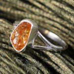 Citrine single stone ring, 'Alluring Magic' - Sterling Silver Single Stone Ring with Freeform Citrine Gem
