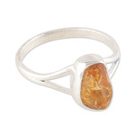 Citrine single stone ring, 'Alluring Magic' - Sterling Silver Single Stone Ring with Freeform Citrine Gem