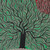 Madhubani painting, 'Rural Beauty' - Classic Natural Dye Green and Grey Madhubani Painting
