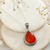 Collar colgante de cornalina - Collar Colgante de Plata con Piedra Natural Cornalina