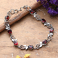 Garnet link bracelet, 'Scarlet Shimmer'