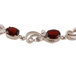 Garnet link bracelet, 'Scarlet Shimmer' - Rhodium-Plated and Eight-Carat Natural Garnet Link Bracelet