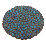 Glass beaded placemats, 'Peacock Palace' (set of 4) - Set of 4 Handcrafted Teal and Golden Glass Beaded Placemats