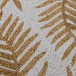 Glass beaded placemats, 'Golden Dinner' (set of 4) - Set of 4 Leafy White and Golden Glass Beaded Placemats