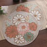 Glass beaded placemats, 'Floral Touch' (set of 4) - Set of 4 Floral-Themed Glass Beaded Placemats from India