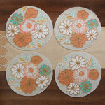 Glass beaded placemats, 'Floral Touch' (set of 4) - Set of 4 Floral-Themed Glass Beaded Placemats from India