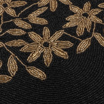 Glass beaded placemats, 'Nocturnal Bouquet' (set of 4) - Set of 4 Floral Black and Golden Glass Beaded Placemats