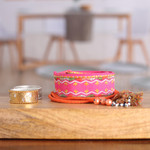 Embroidered cotton belt, 'Cerise Tassels' - Rayon Embroidered Cerise Cotton Belt with Tassels