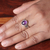 Amethyst single stone ring, 'Violet Elegance' - Sterling Silver Single Stone Ring with Amethyst Cabochon