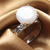 Rainbow moonstone solitaire ring, 'Ethereal Dazzle' - Natural Six-Carat Rainbow Moonstone Solitaire Ring
