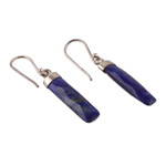 Lapis lazuli dangle earrings, 'Fragments of Intellect' - High-Polished Minimalist Lapis Lazuli Dangle Earrings