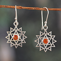 Carnelian dangle earrings, 'Fiery Chakra'