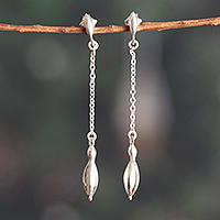 Sterling silver dangle earrings, 'Sublime Dance' - Polished Modern Sterling Silver Dangle Earrings from India