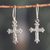 Pendientes colgantes de plata de ley - Pendientes colgantes de hiedra y cruz de plata de ley de la India