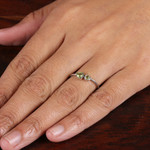 Peridot band ring, 'Spring Green Duo' - Dot-Accented Sterling Silver and Natural Peridot Band Ring