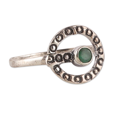 Emerald cocktail ring, 'Emerald Queen' - Classic Faceted Emerald and Sterling Silver Cocktail Ring