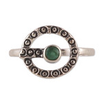 Emerald cocktail ring, 'Emerald Queen' - Classic Faceted Emerald and Sterling Silver Cocktail Ring