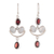 Garnet and rainbow moonstone dangle earrings, 'Crescent Passion' - 4-Carat Natural Garnet and Rainbow Moonstone Dangle Earrings